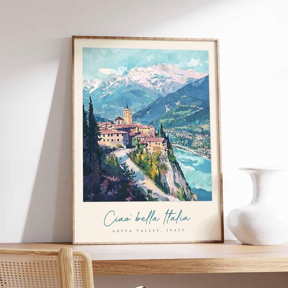 Aosta Valley Poster Aosta Valley Travel Print Aosta Valley Travel Art Aosta Valley Wall Art Italy Art Italy Travel Decor Travel Gift