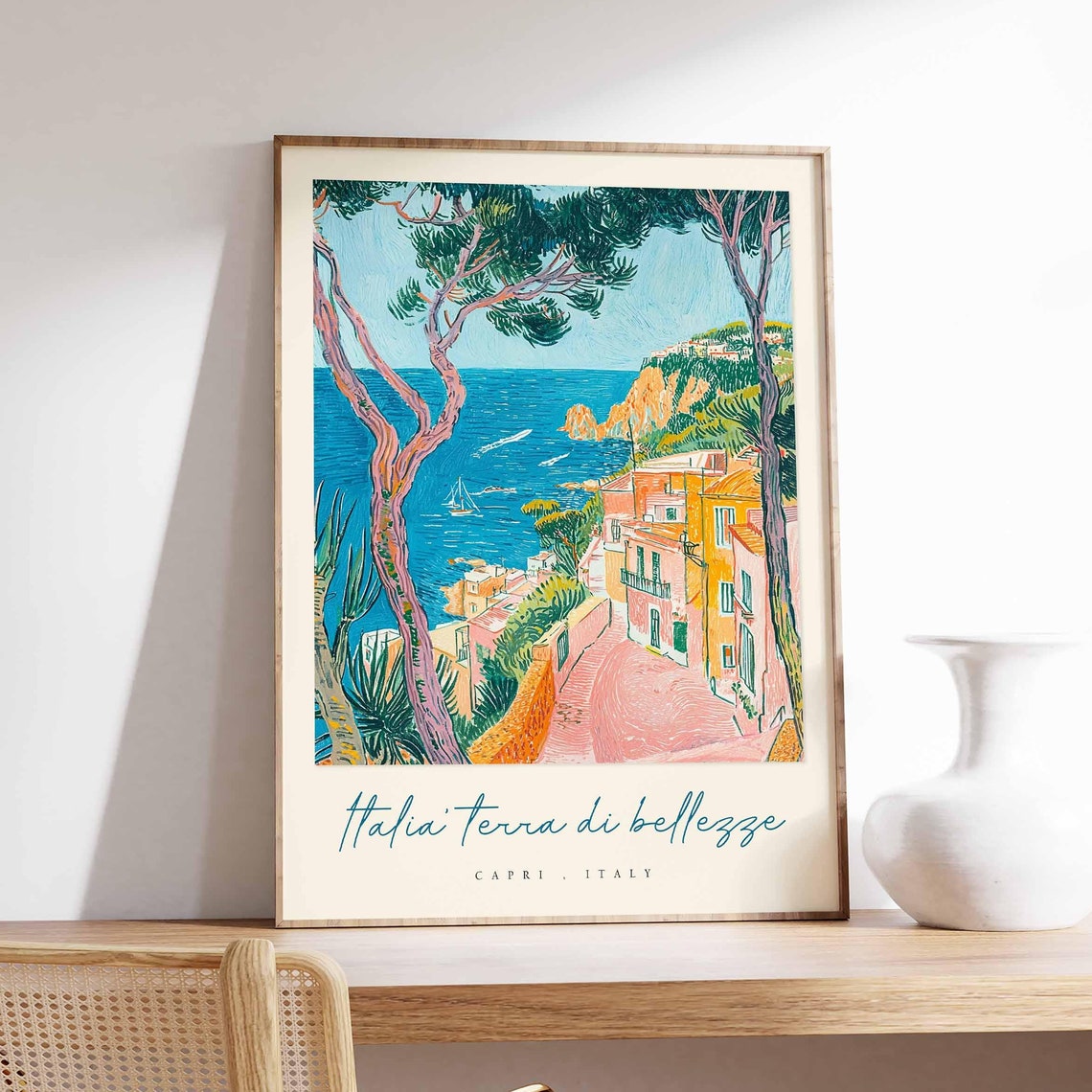 Capri Poster Capri Travel Print Capri Travel Art Capri Wall Art Italy Art Italy Travel Decor Italian Travel Gift