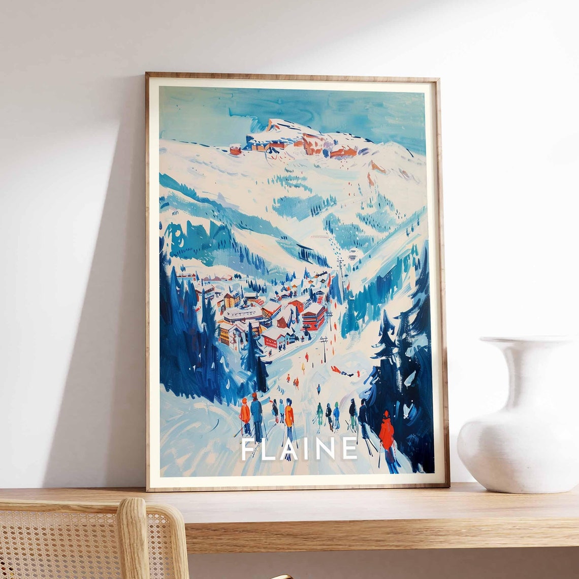 Skiing Travel Poster Flaine Ski Print France Travel Print Skiing Art Skiing Print Winter Sport Art Ski Gift - Image 2