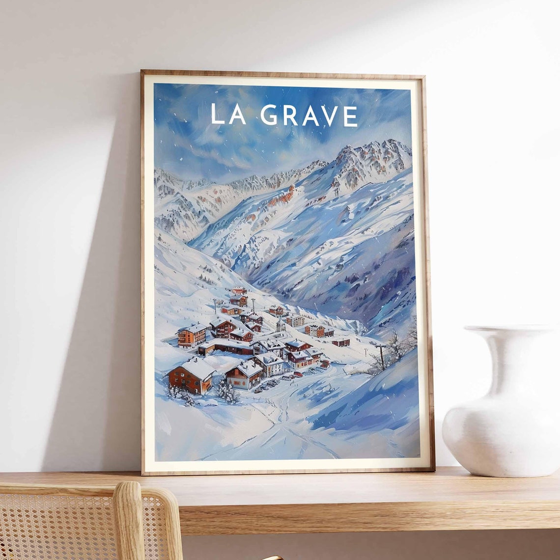 Skiing Travel Poster La Grave Ski Print France Travel Print Skiing Art Skiing Print Winter Sport Art Ski Gift