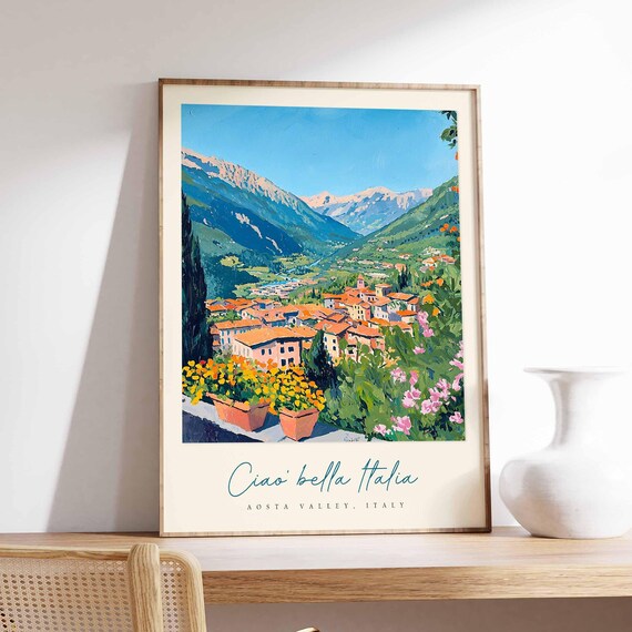 Aosta Valley Poster Aosta Valley Travel Print Aosta Valley Travel Art Aosta Valley Wall Art Italy Art Italy Travel Decor Travel Gift