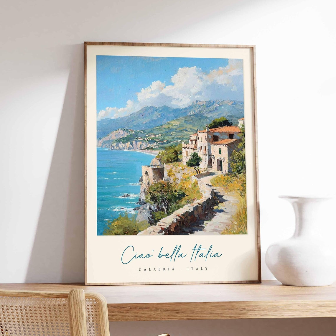 Ciao Bella Italia Calabria Italy Cliffside Stone Villa Poster