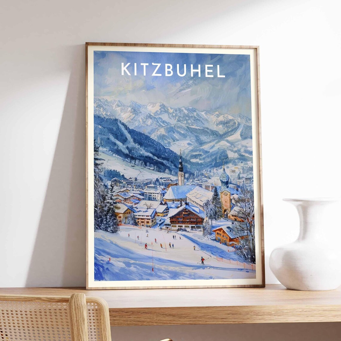 Kitzbuhel Austria Painterly Town Panorama Church Spires Travel Poster - Image 2
