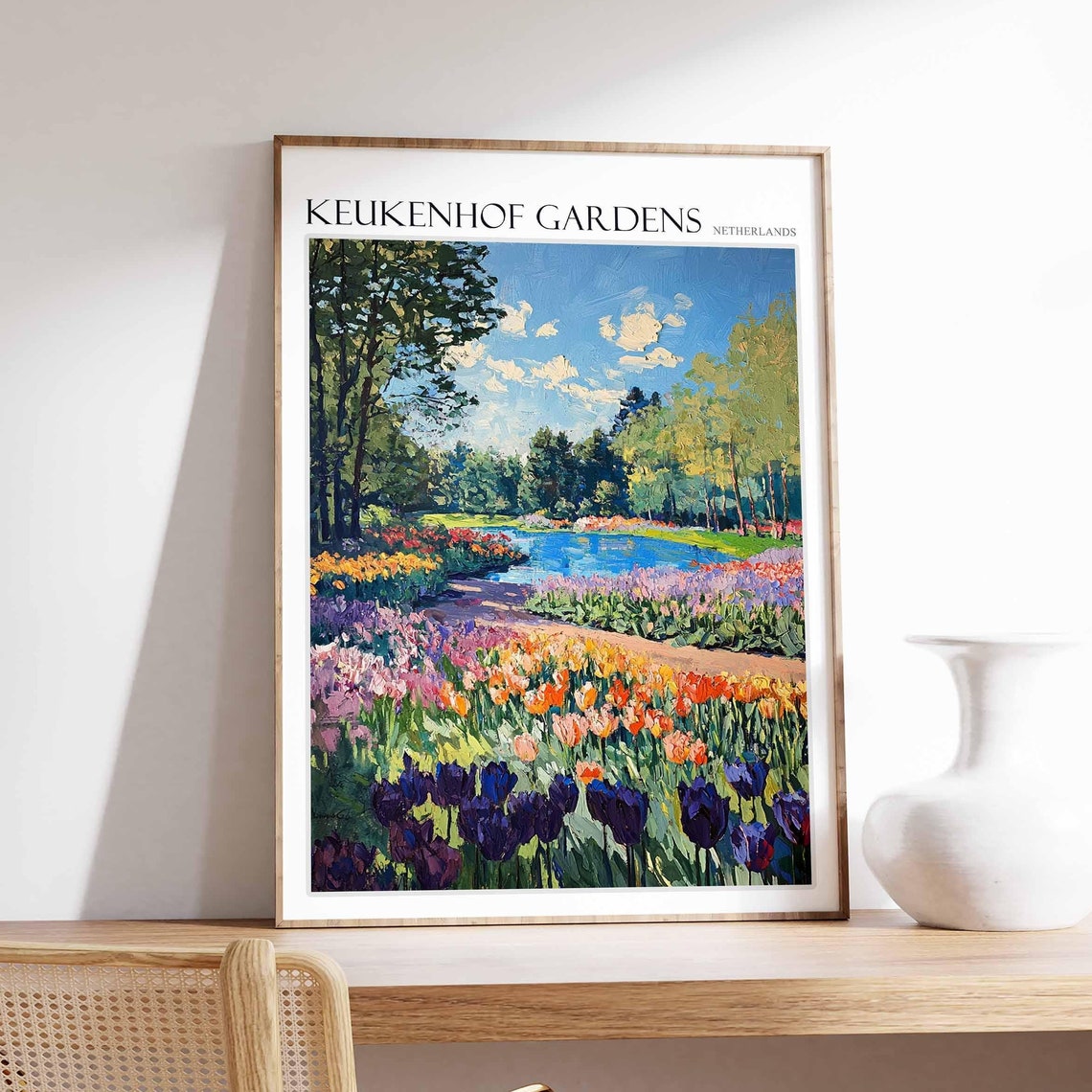 Keukenhof Gardens Poster Keukenhof Gardens Travel Print Netherlands Travel Poster Botanical Decor European Travel Print