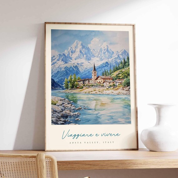 Aosta Valley Poster Aosta Valley Travel Print Aosta Valley Travel Art Aosta Valley Wall Art Italy Art Italy Travel Decor Travel Gift