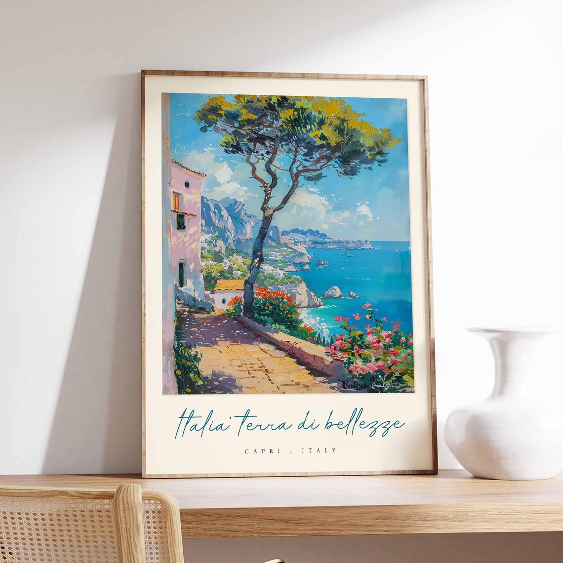 Italia Terra di Bellezze Capri Italy Pine Sea Stack View Poster