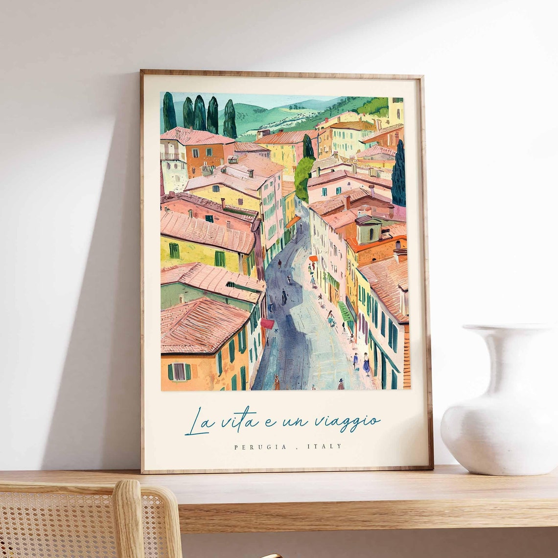 Perugia Poster Italian Travel Print Perugia Travel Art Perugia Wall Art Italy Art Italy Travel Decor Italian Travel Gift