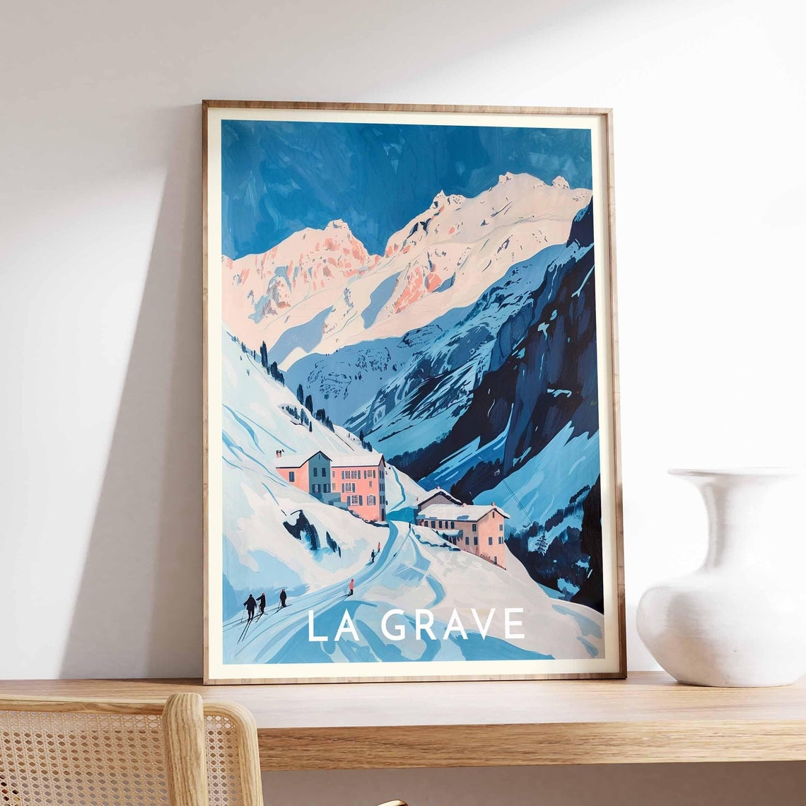 Skiing Travel Poster La Grave Ski Print France Travel Print Skiing Art Skiing Print Winter Sport Art Ski Gift