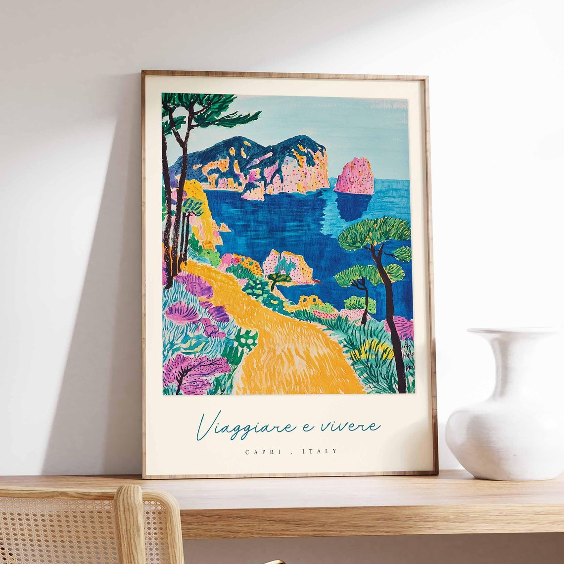 Capri Poster Capri Travel Print Capri Travel Art Capri Wall Art Italy Art Italy Travel Decor Italian Travel Gift