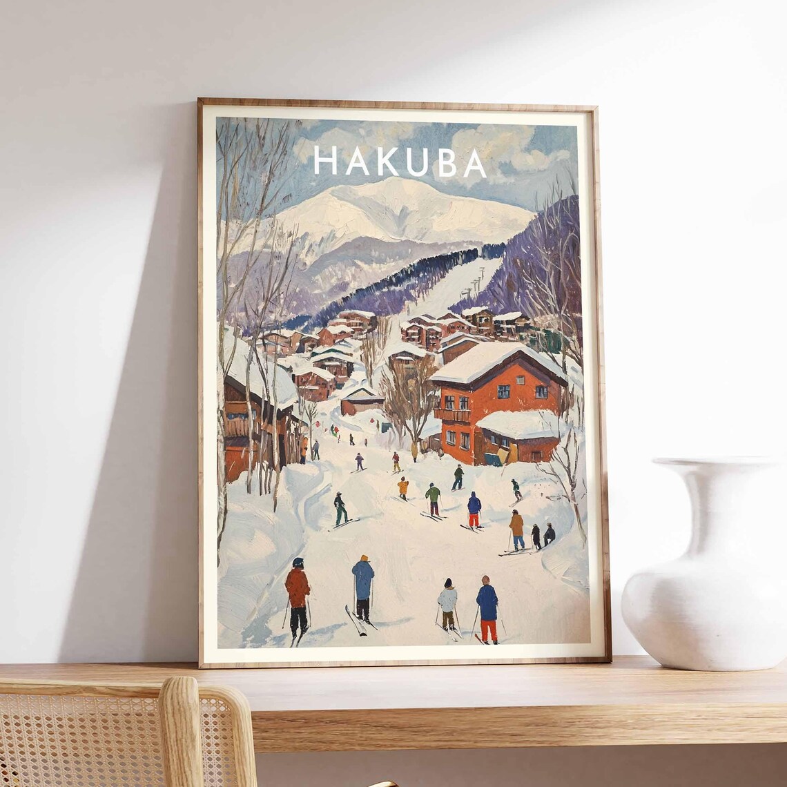 Hakuba Skiing Travel Poster, Japan Winter Sport
