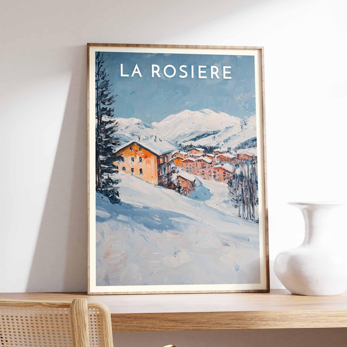 La Rosiere French Alps Charming Chalet Village Snowy Peaks Poster