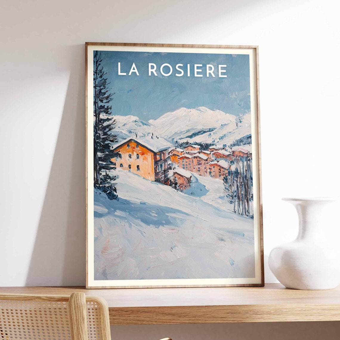Skiing Travel Poster La Rosire Ski Print France Travel Print Skiing Art Skiing Print Winter Sport Art Ski Gift