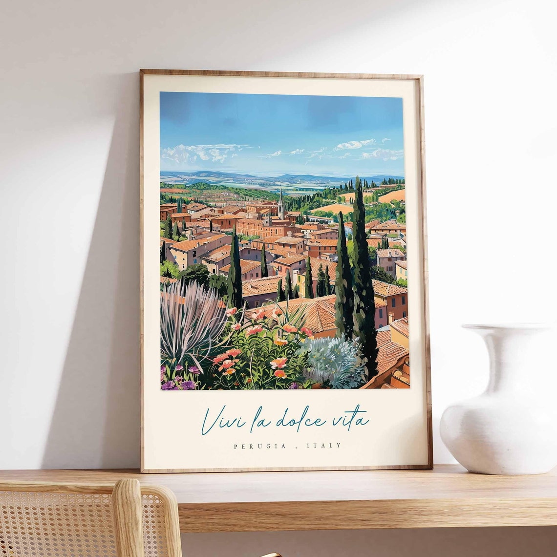 Perugia Poster Italian Travel Print Perugia Travel Art Perugia Wall Art Italy Art Italy Travel Decor Italian Travel Gift