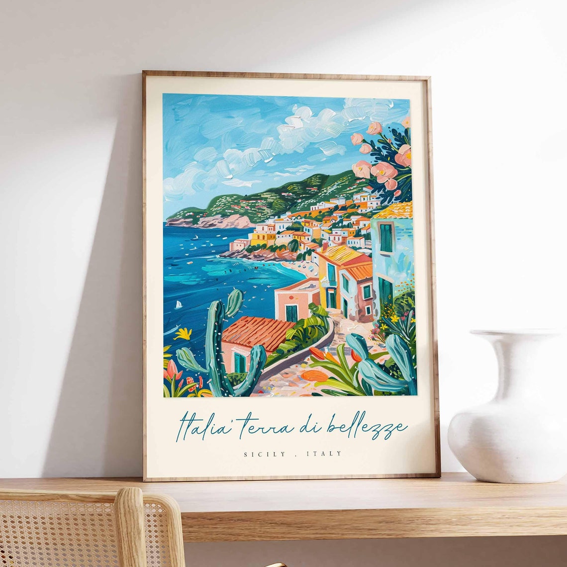 Sicily Poster Italian Travel Print Sicily Travel Art Sicily Wall Art Italy Art Italy Travel Decor Italian Travel Gift