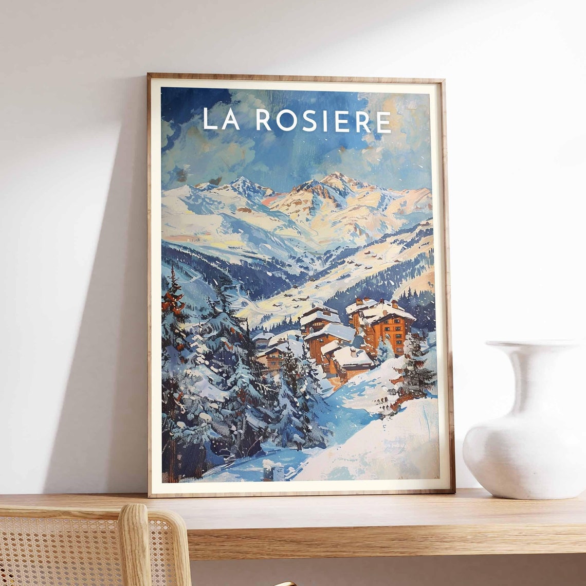 La Rosiere French Alps Glowing Chalets Pines Snow Peaks Poster