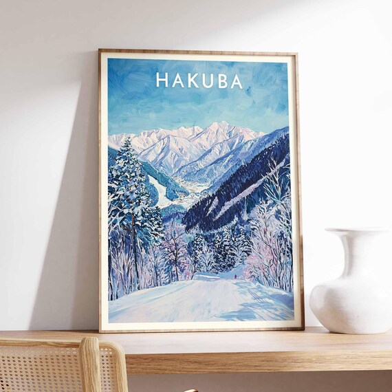 Hakuba Japan Snowy Forest Slope Serene Winter Ski Scene Poster