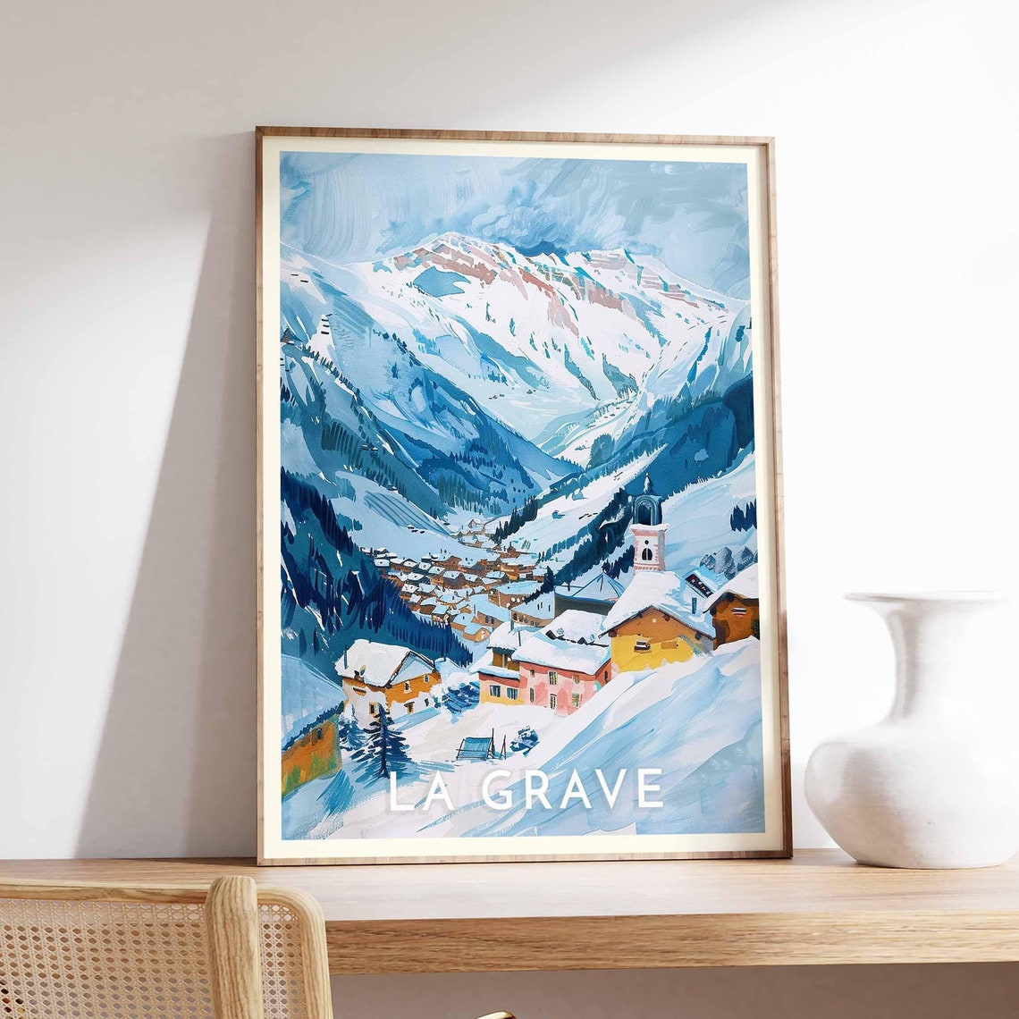 Skiing Travel Poster La Grave Ski Print France Travel Print Skiing Art Skiing Print Winter Sport Art Ski Gift