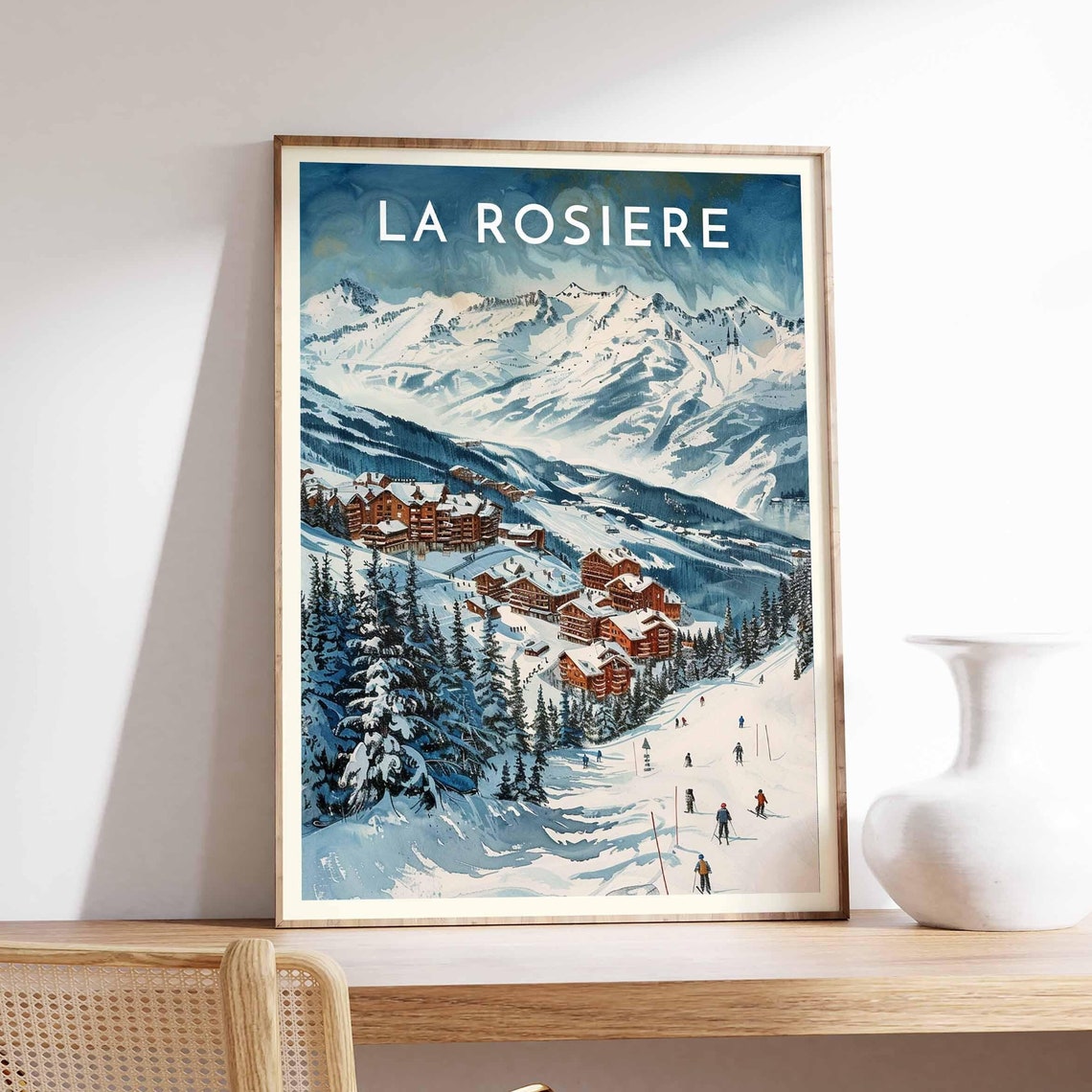 Skiing Travel Poster La Rosire Ski Print France Travel Print Skiing Art Skiing Print Winter Sport Art Ski Gift