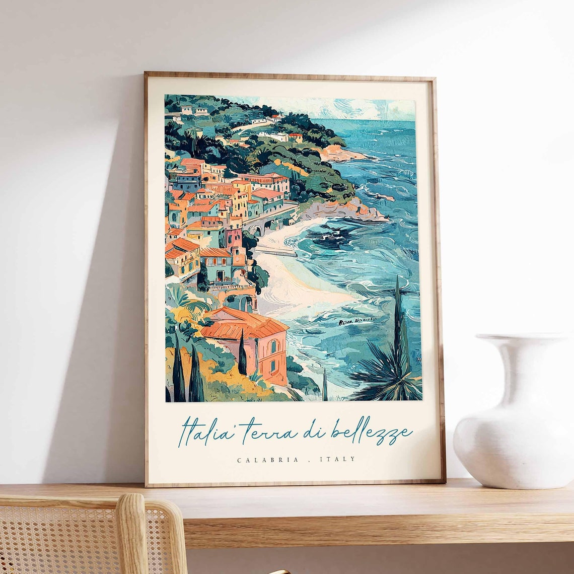Italia Terra di Bellezze Calabria Italy Coastal Town Beach Poster