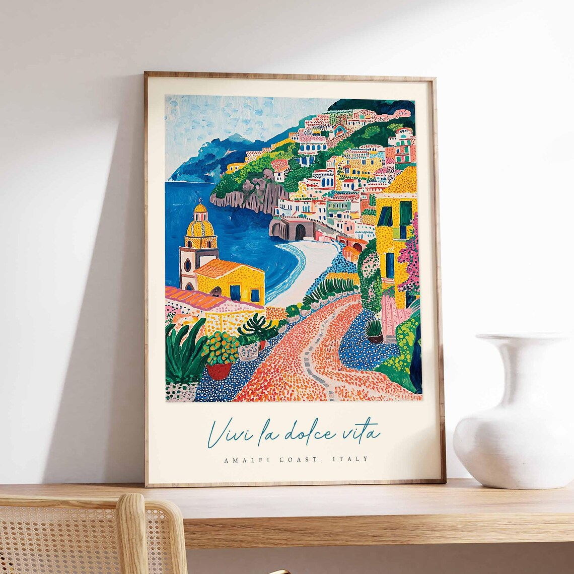 Vivi la Dolce Vita Amalfi Coast Pointillist Church Dome Poster