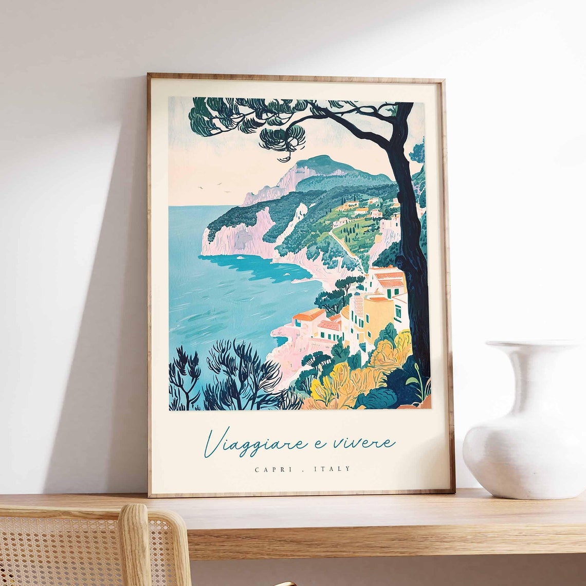Capri Poster Capri Travel Print Capri Travel Art Capri Wall Art Italy Art Italy Travel Decor Italian Travel Gift