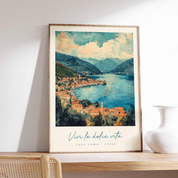 Lake Como Poster Italian Travel Print Lake Como Travel Art Lake Como Wall Art Italy Art Italy Travel Decor Italian Travel Gift