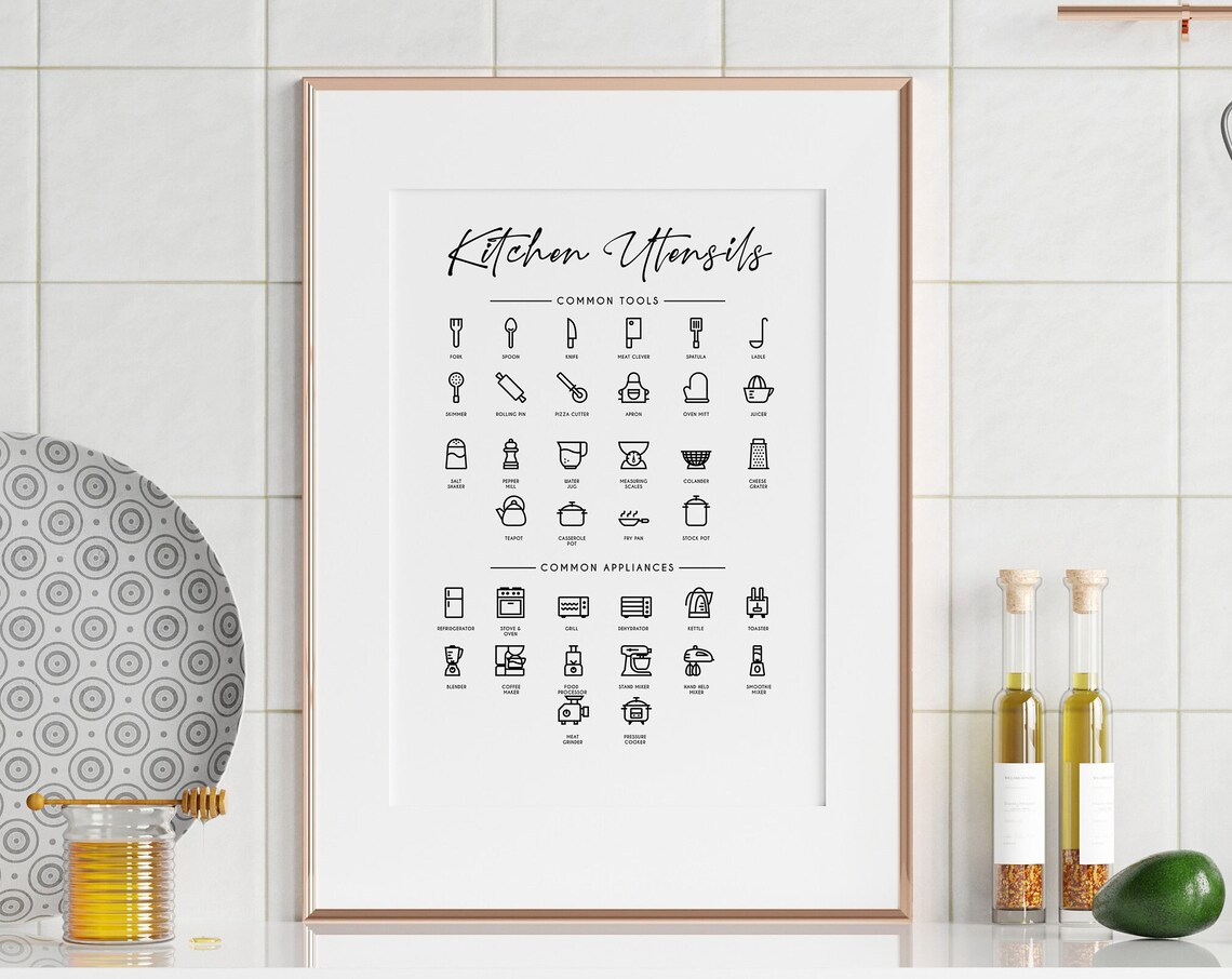 Kitchen Utensils Chart, Minimalist Kitchen Decor