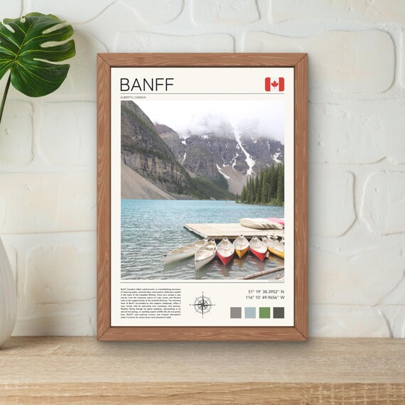 Banff Poster Banff Print Banff Wall Art Banff Art Print Banff National Park Print Rocky Mountains Artwork Moraine Lake Print
