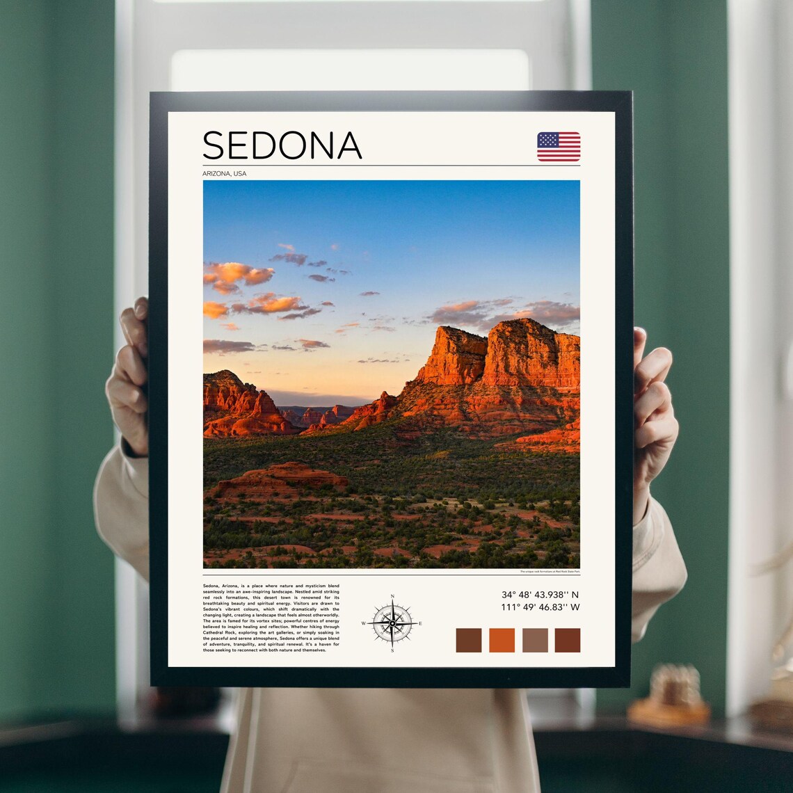 Sedona Arizona Red Rock Desert Buttes Sunset Southwest Travel Poster - Image 3