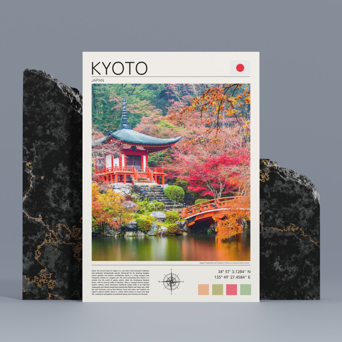 Kyoto Print Kyoto Wall Art Kyoto Japan Poster Japan Travel Art Kyoto Temple Art Japanese Temple Art Japan In The Fall - Image 3
