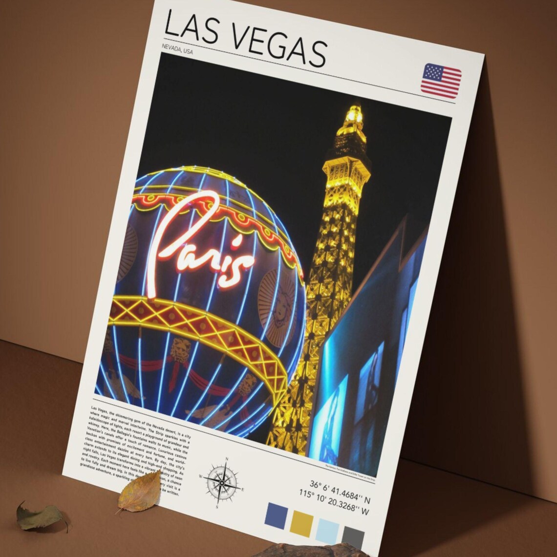 Las Vegas Nevada Paris Hotel Balloon Eiffel Tower Night Strip Poster - Image 5