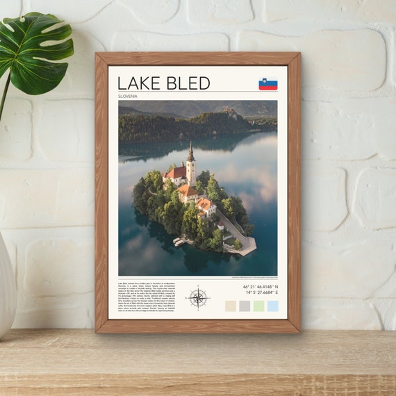 Lake Bled Print Lake Bled Poster Lake Bled Wall Art Slovenia Print Slovenia Travel Art Lake Bled Gift Slovenia Poster