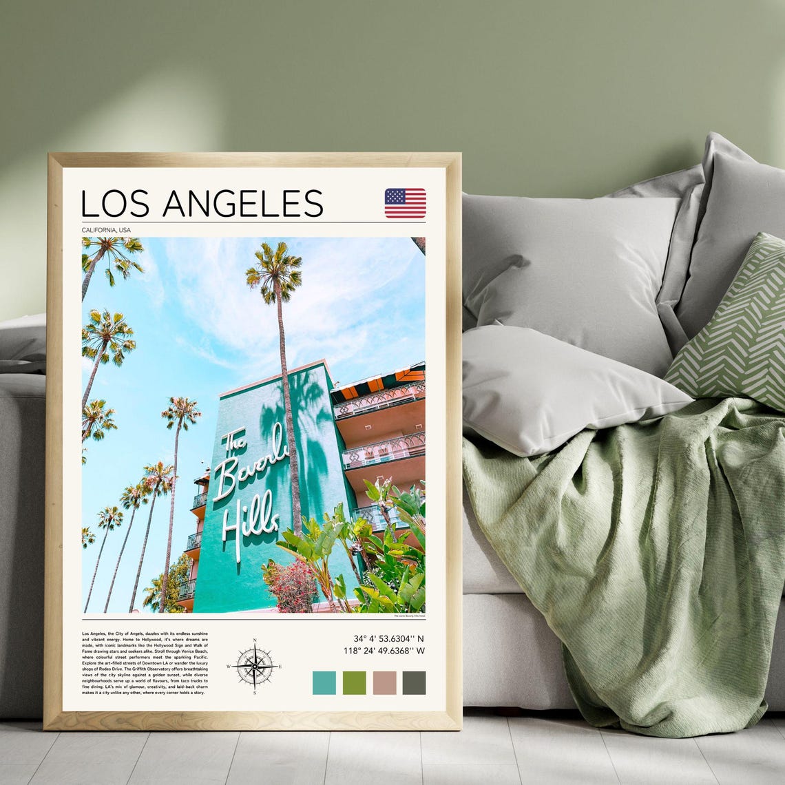 Los Angeles Beverly Hills Hotel Palms California Travel Poster - Image 4