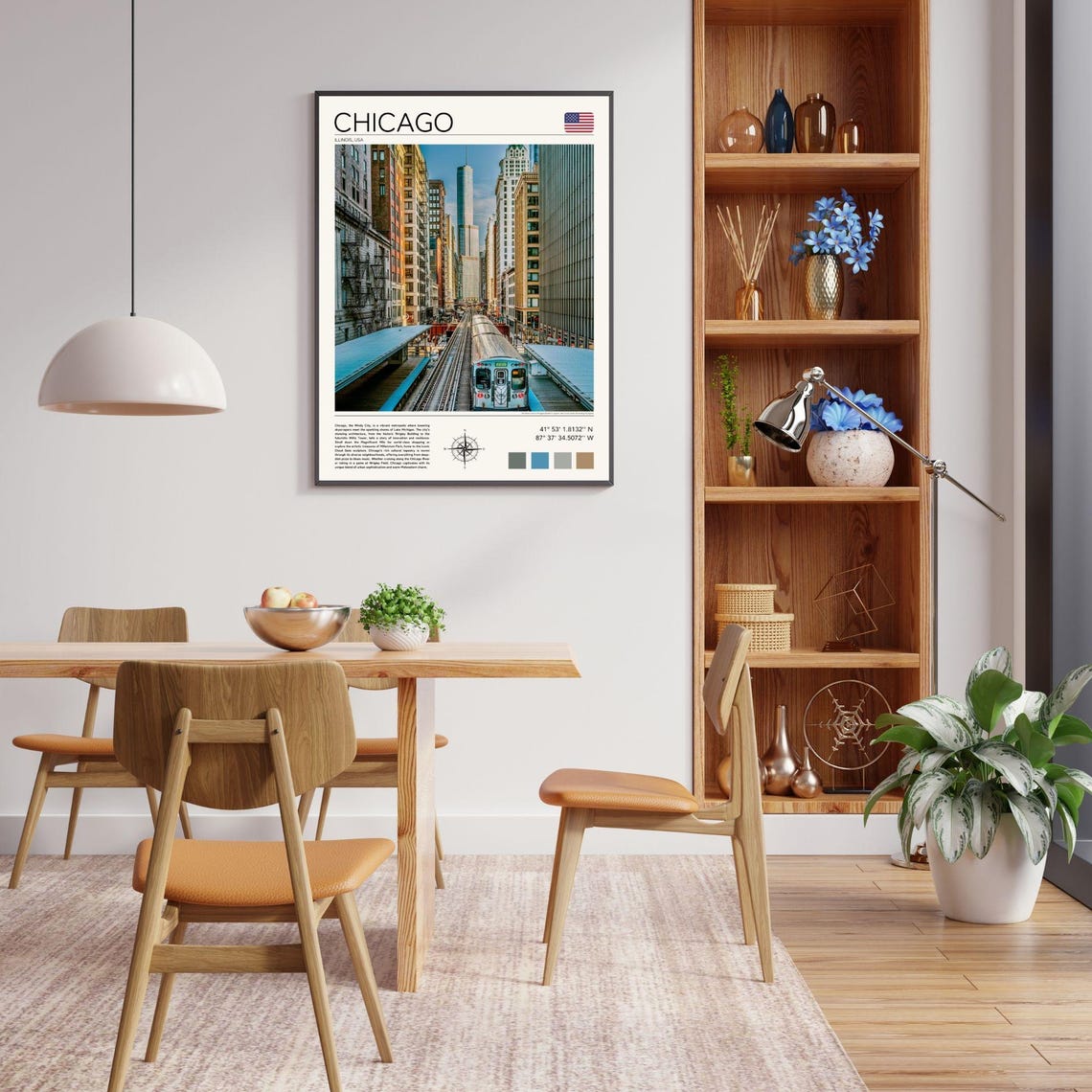 Chicago Illinois Elevated Train Loop Downtown Skyline Travel Poster - Image 2