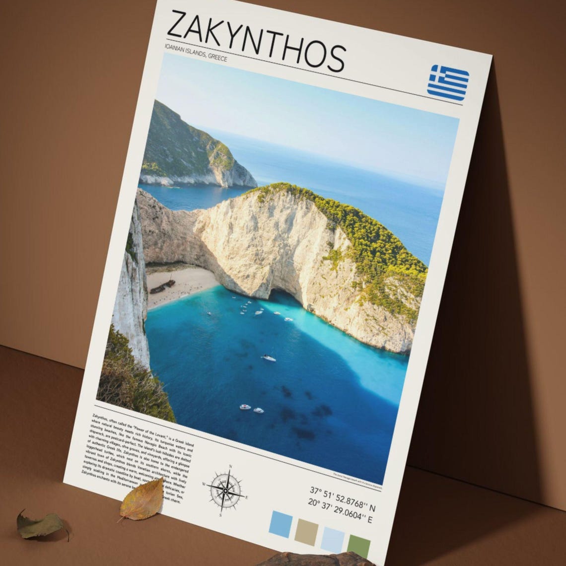 Zakynthos Greece Navagio Beach Turquoise Cove Cliffs Travel Poster - Image 5