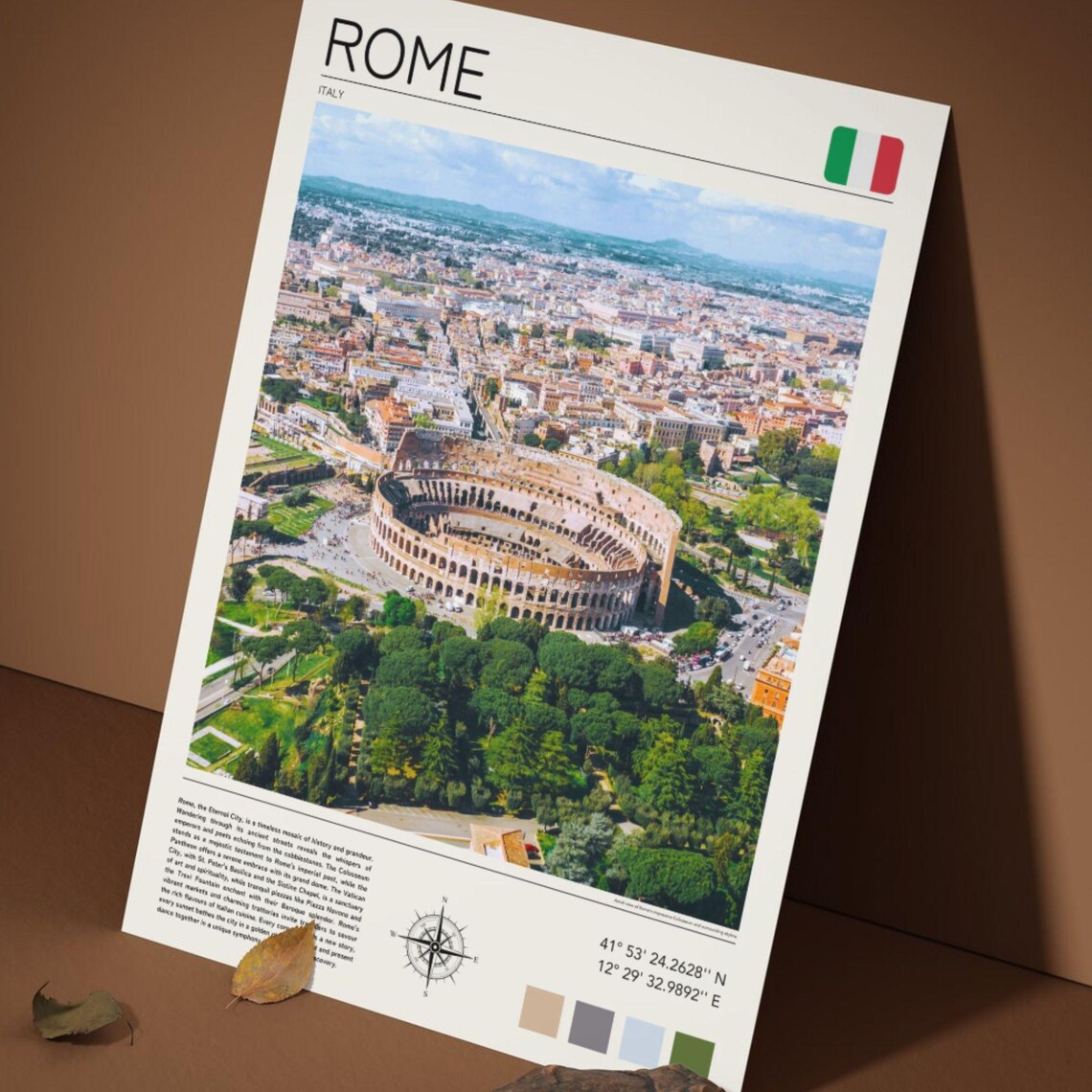 Rome Italy Ancient Colosseum Aerial Minimalist Travel Poster - Image 5