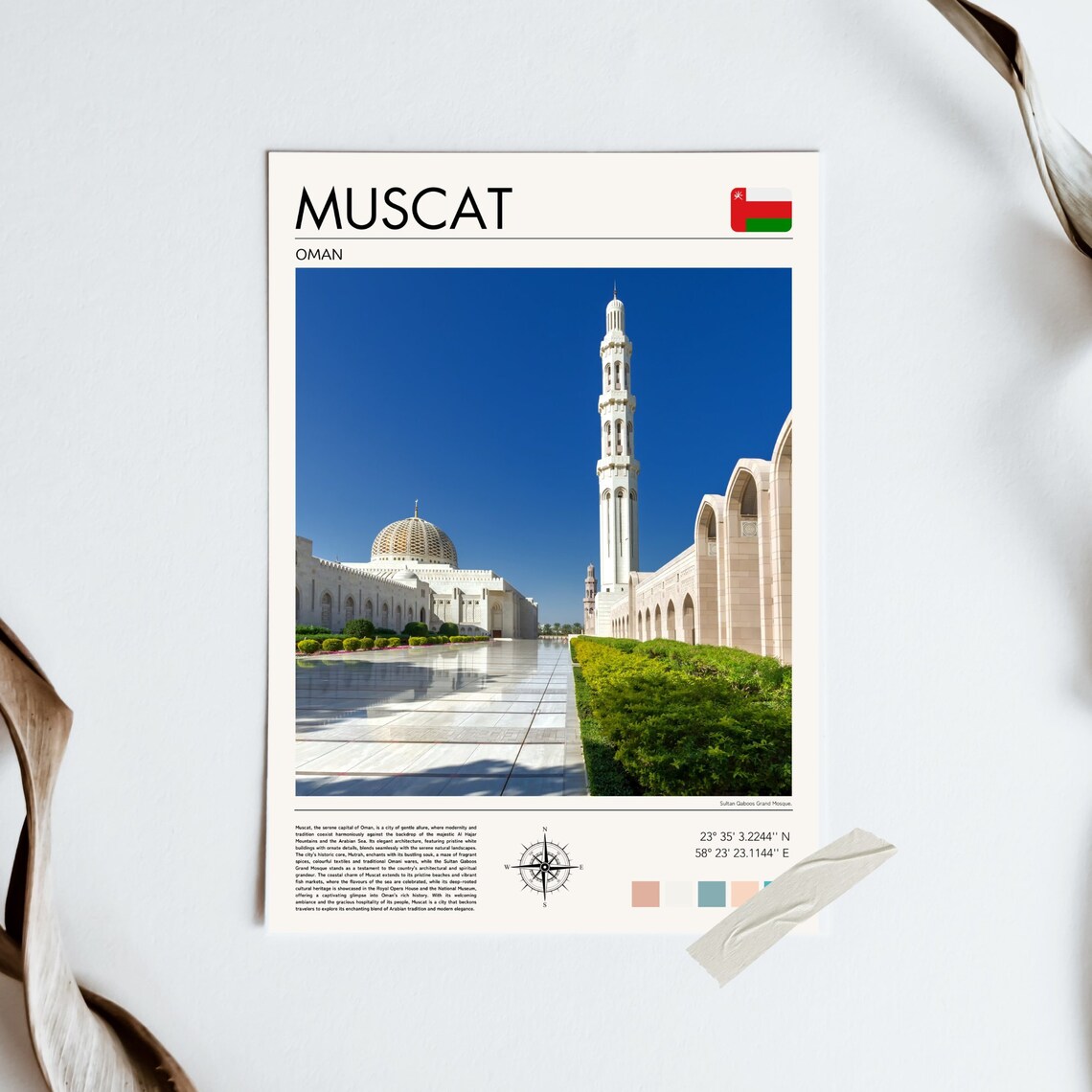 Muscat Oman Sultan Qaboos Grand Mosque Architecture Travel Poster - Image 5