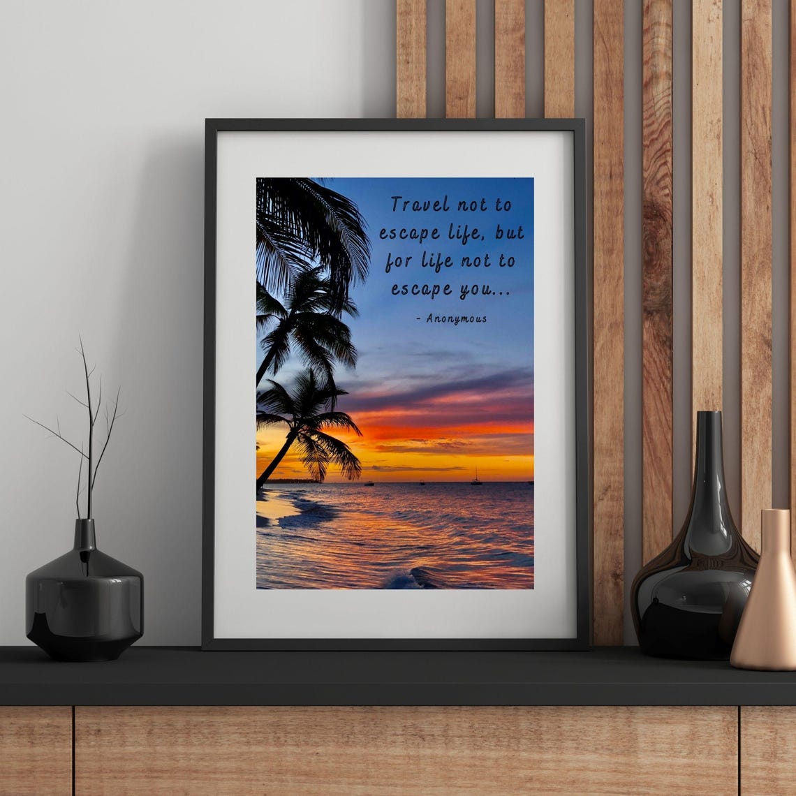 Travel Quote Print Inspiring Travel Quote Poster Travel Poster Escape Quote Wall Art Beach Travel Print Typography Travel Art - Image 3