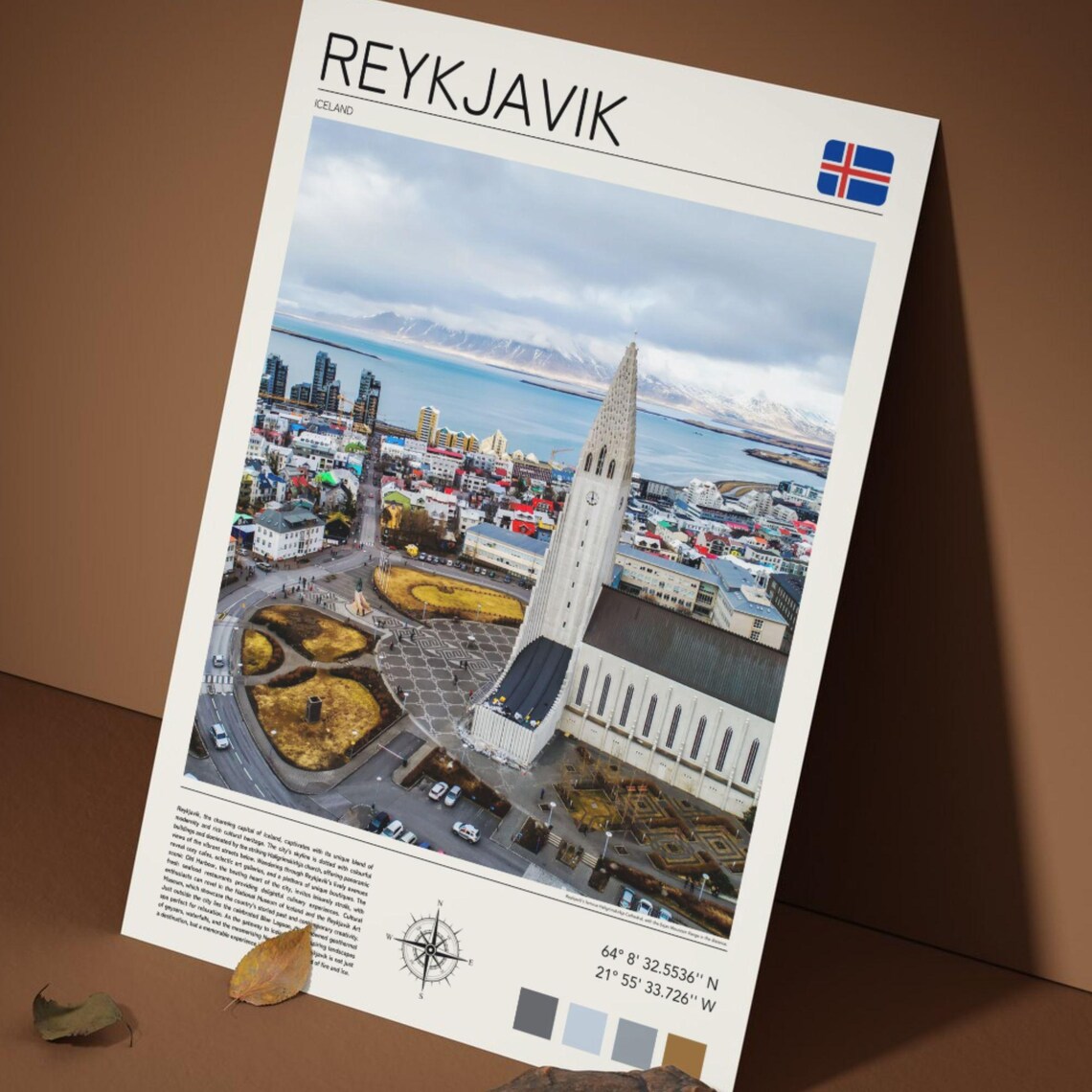 Reykjavik Iceland Hallgrimskirkja Church Aerial City View Poster - Image 5