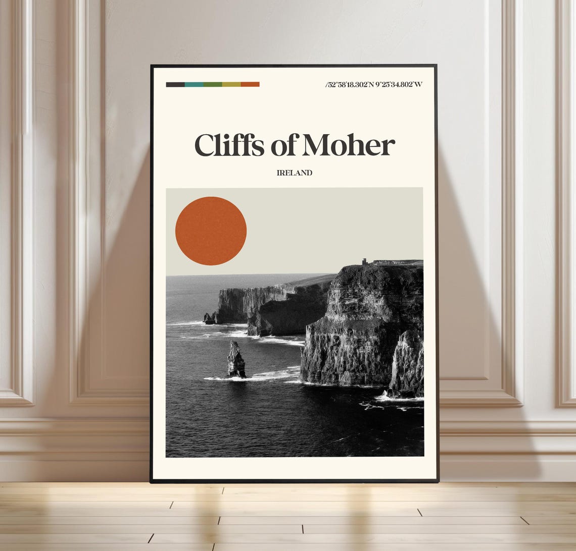 Cliffs Of Moher Ireland Coastal Travel Poster Sea View Design