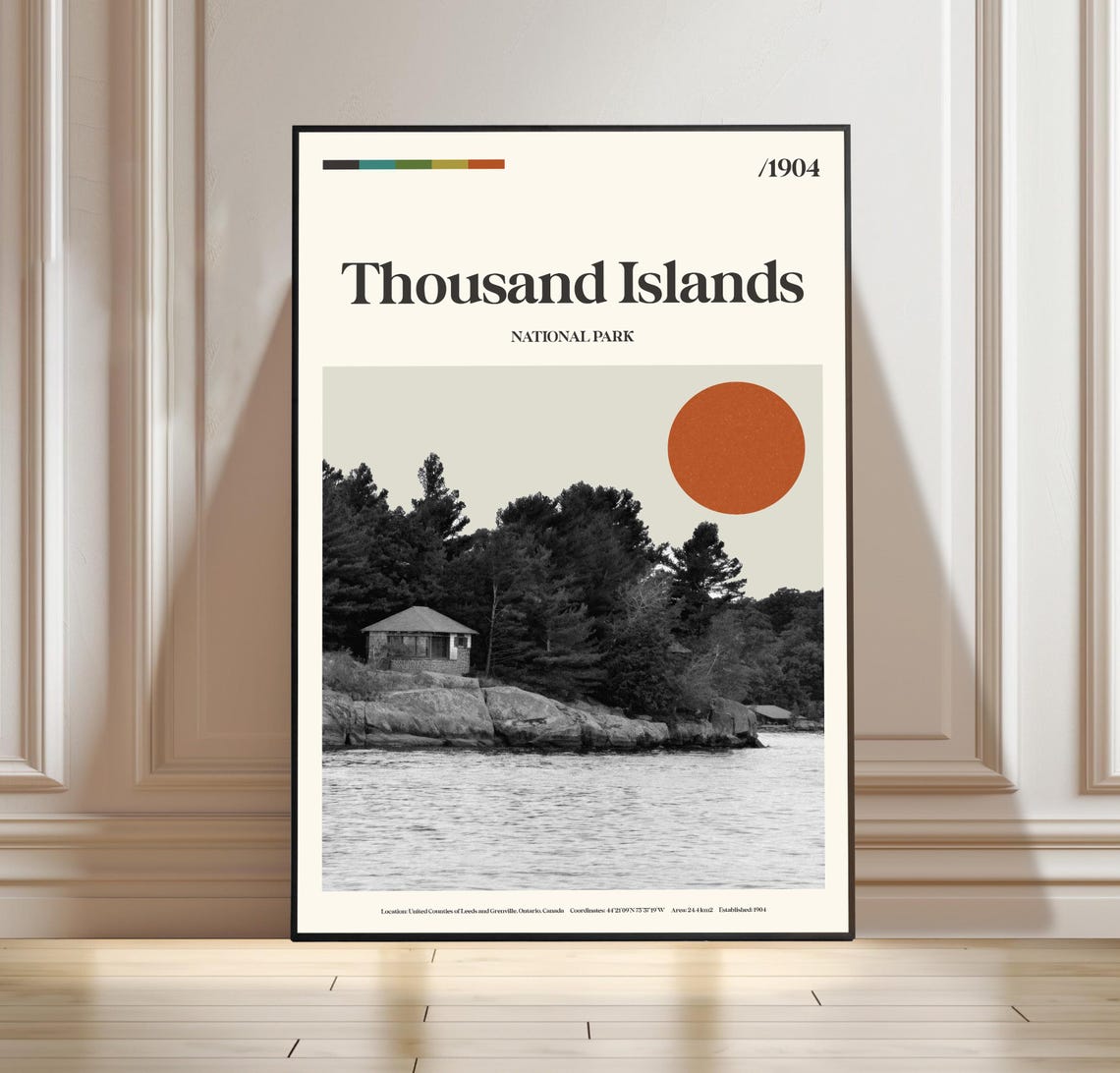 Thousand Islands National Park Canada Vintage Minimalist Travel Poster