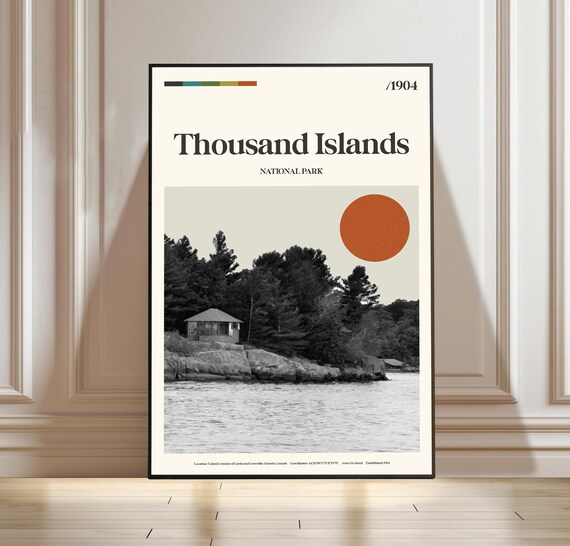 Thousand Islands National Park Canada Vintage Minimalist Travel Poster