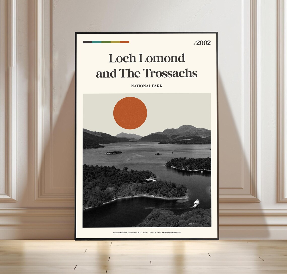 Loch Lomond Trossachs National Park Scotland Minimalist Travel Poster