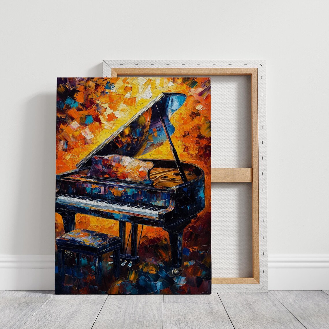 Grand Piano Mosaic Palette Knife Texture Vibrant Music Poster