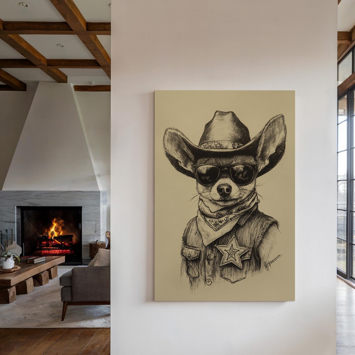 Cowboy Chihuahua Sheriff Dog Wearing Sunglasses Funny Poster