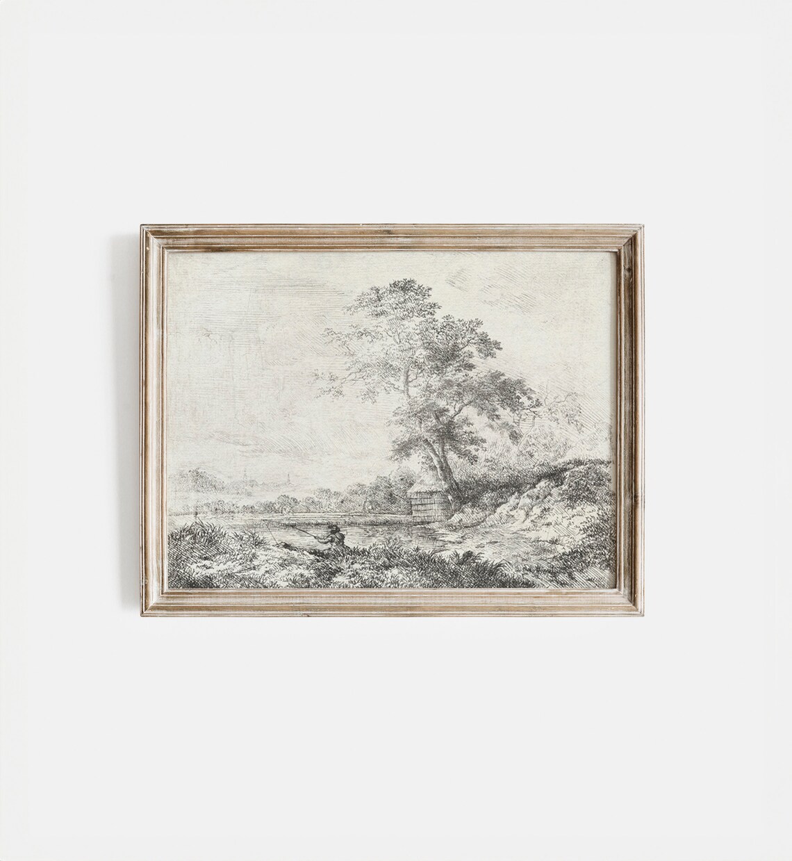 Vintage Rustic Landscape Sketch Drawing Art Print - Image 5