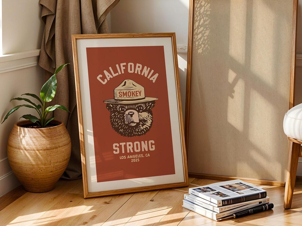 Smokey Bear California Strong Vintage Rust Los Angeles Poster - Image 2