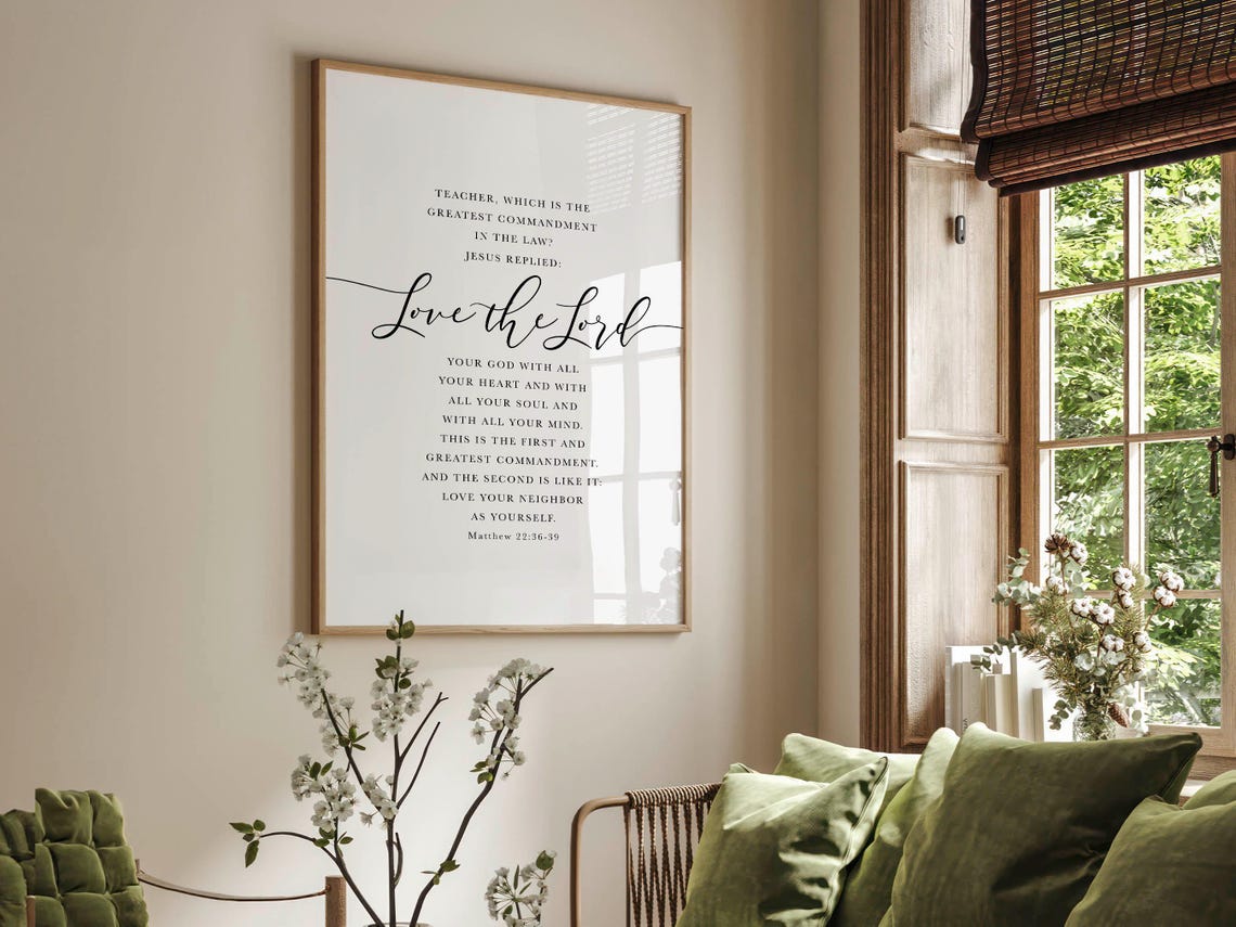 Matthew 22 Love the Lord Bible Verse Minimalist Scripture Wall Poster - Image 5