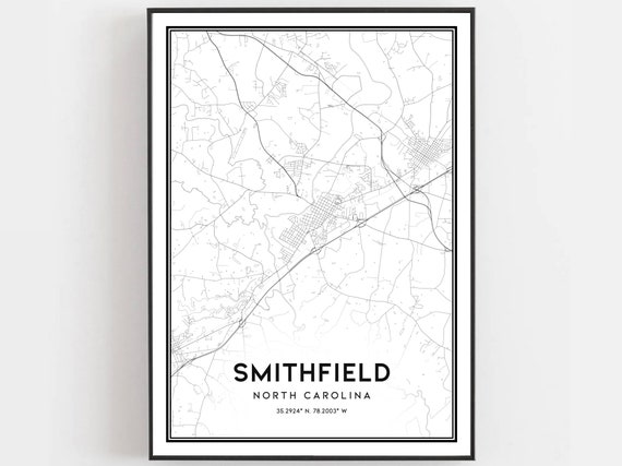 Smithfield Map Poster Print, North Carolina