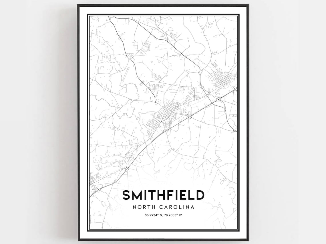 Smithfield Map Poster Print, North Carolina